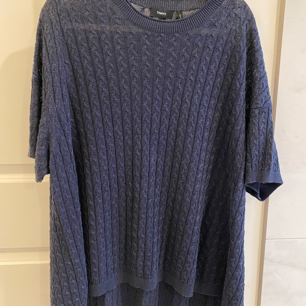 Theory Navy Cable Knit Sweater